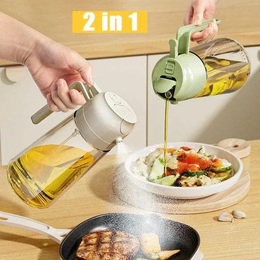 2-in-1 Oil Sprayer Bottle for Kitchen for Cooking, Air Frying, Baking, BBQ & Salads