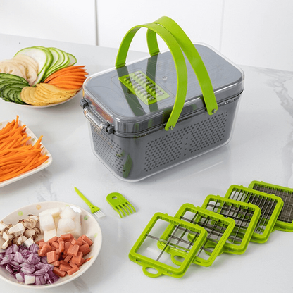 22-in-1 Vegetable Cutter & Chopper Stainless Steel Blades Multi-Function Kitchen Slicer, Dicer, Grater & Shredder