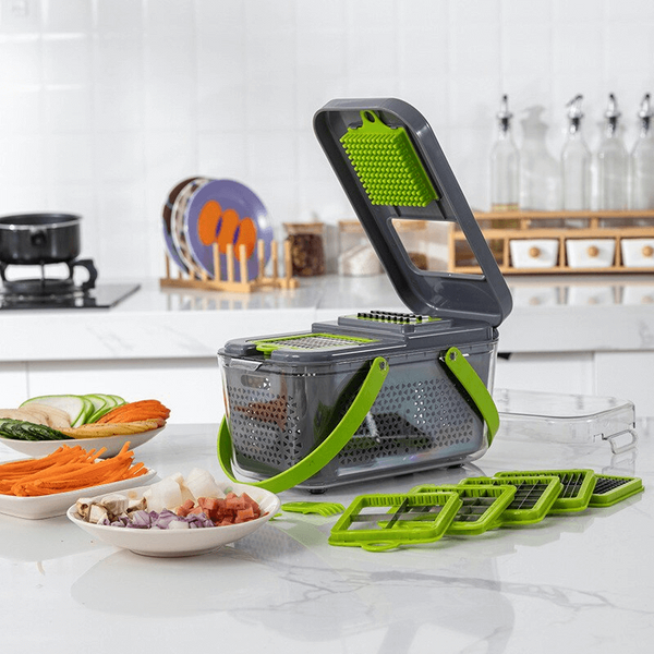 22-in-1 Vegetable Cutter & Chopper Stainless Steel Blades Multi-Function Kitchen Slicer, Dicer, Grater & Shredder