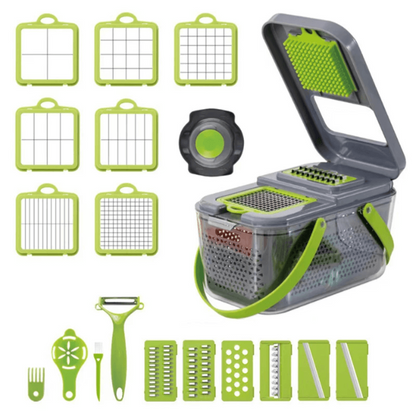 22-in-1 Vegetable Cutter & Chopper Stainless Steel Blades Multi-Function Kitchen Slicer, Dicer, Grater & Shredder