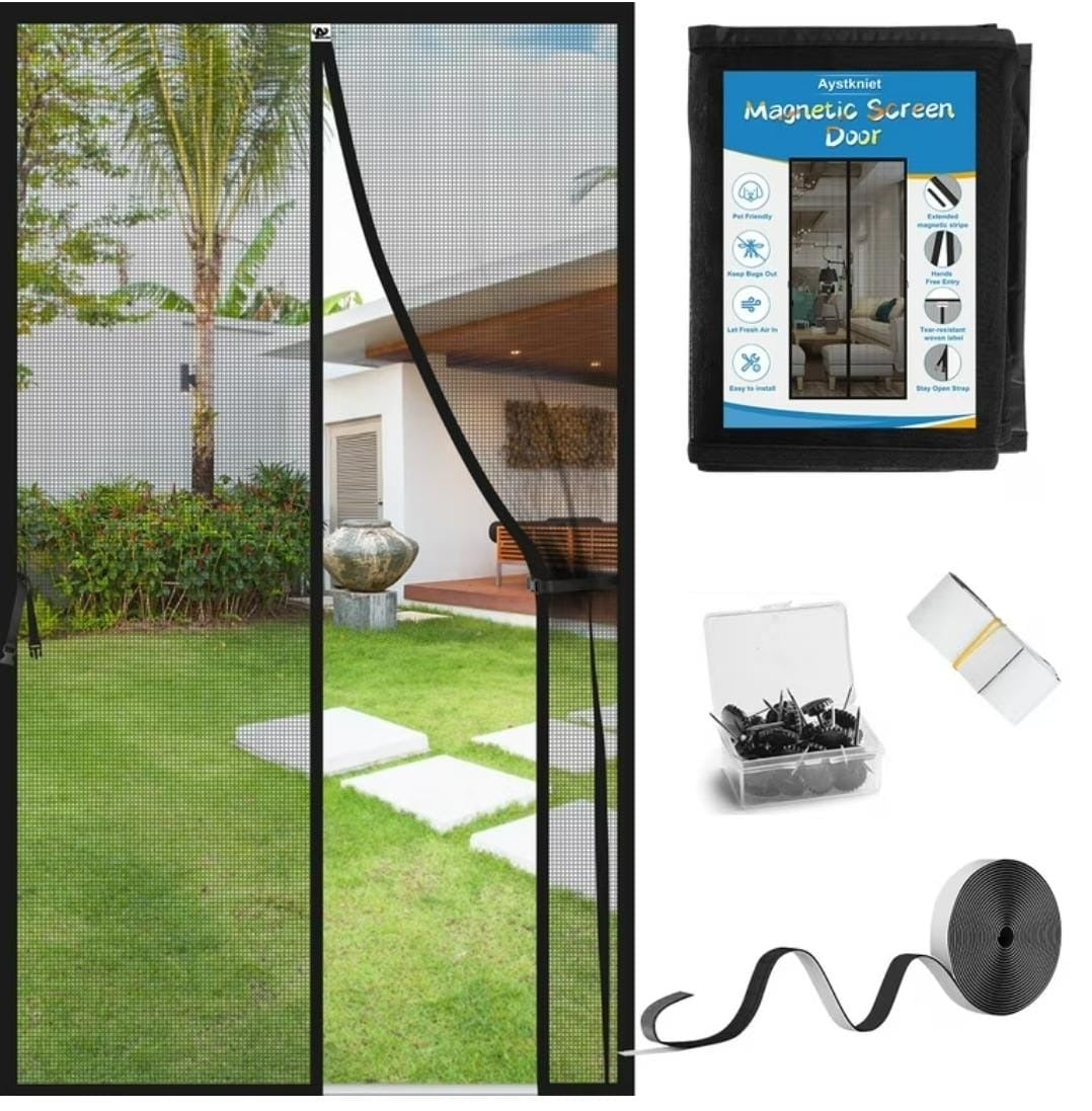 Magnetic Mosquito Mesh Door Net Automatic Self-Closing Insect Screen Curtain with Strong Magnets for Door Protection