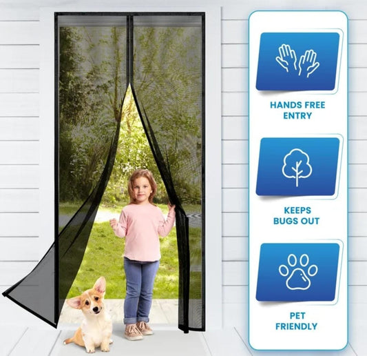 Magnetic Mosquito Mesh Door Net Automatic Self-Closing Insect Screen Curtain with Strong Magnets for Door Protection