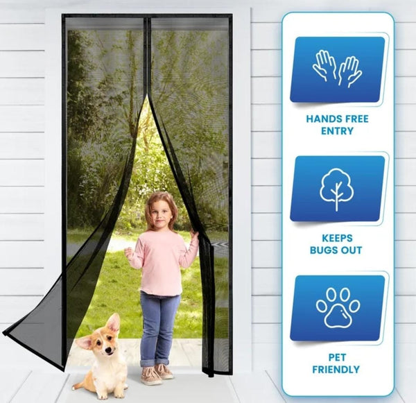 Magnetic Mosquito Mesh Door Net Automatic Self-Closing Insect Screen Curtain with Strong Magnets for Door Protection